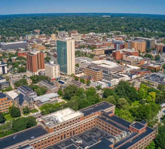 Aerial photo of Ann Arbor Downtown