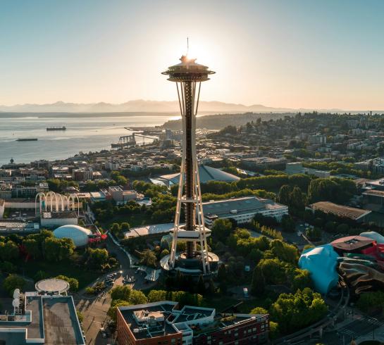 Aerial Photo of the Space Needle and Seattle